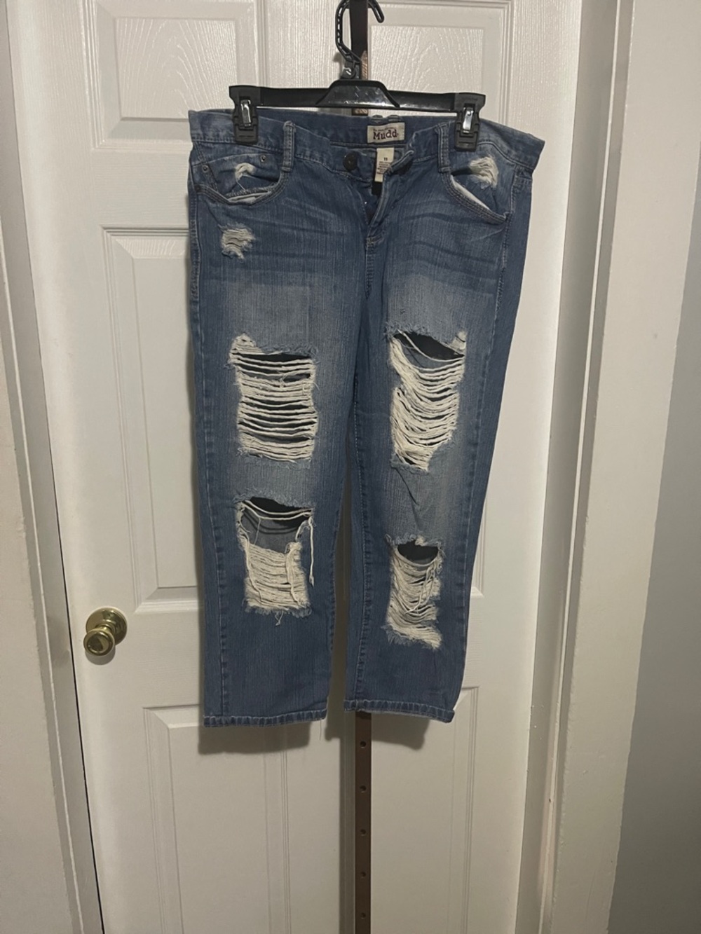 Mudd Women's Distressed Medium Blue Boyfriend Jeans